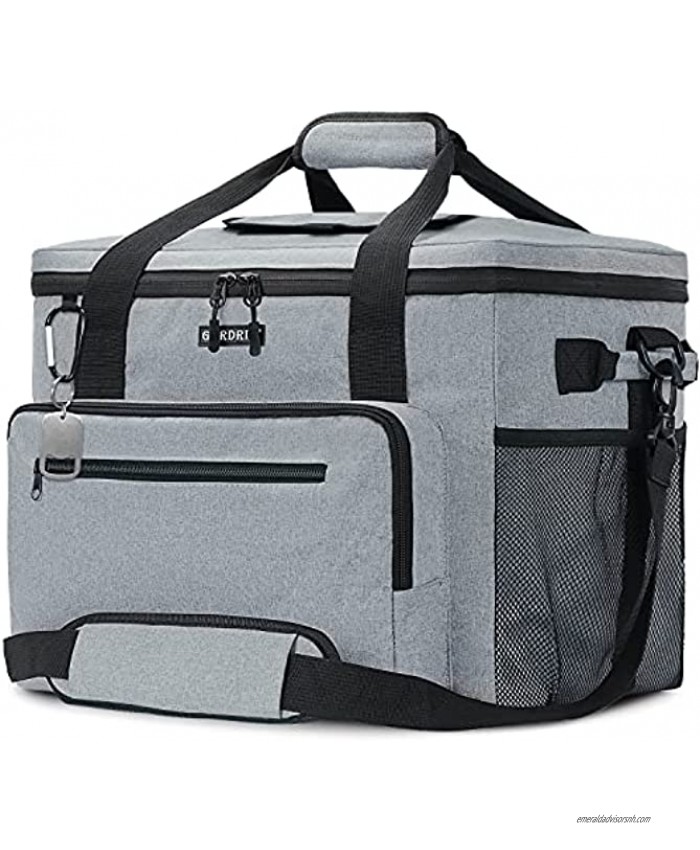 GARDRIT Large Cooler Bag 60 Cans Collapsible Insulated Lunch Box Leak-Proof Cooler Bag Suitable for Camping Picnic& Beach 40L Grey