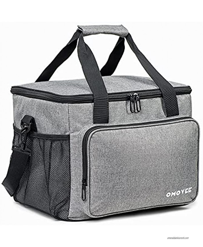 OMOVEE Cooler Bag 30L 40 cans Collapsible Beach Cooler Bag Portable Soft Large Lunch Box for Beach Camping Outdoor Travel BBQ -Gray