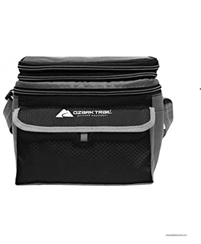 OZARK TRAIL 6 Can Cooler with Expandable Top- Grey Black
