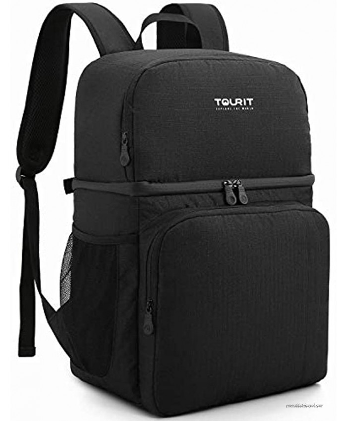 TOURIT Insulated Cooler Backpack Double Deck Light Lunch Backpack with Cooler Compartment for Men Women to Work Picnics Hiking Beach Park or Day Trips