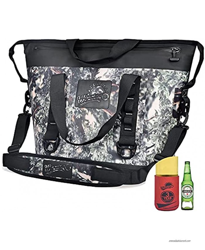 WINNINGO 30 Can Soft Cooler Bag Portable Soft Sided Insulated Camping Cooler Waterproof Beach Tote with Leakproof Zipper & Duraflex Buckles Keeps Ice Cold for Days