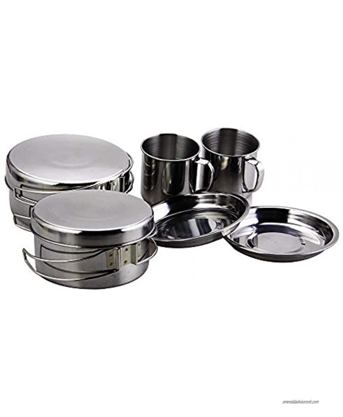 BeGrit Backpacking Camping Cookware Mini Picnic Camping Cooking Mess Kit with Pot and Pan Set for Hiking 8pcs Set 410 Stainless Steel