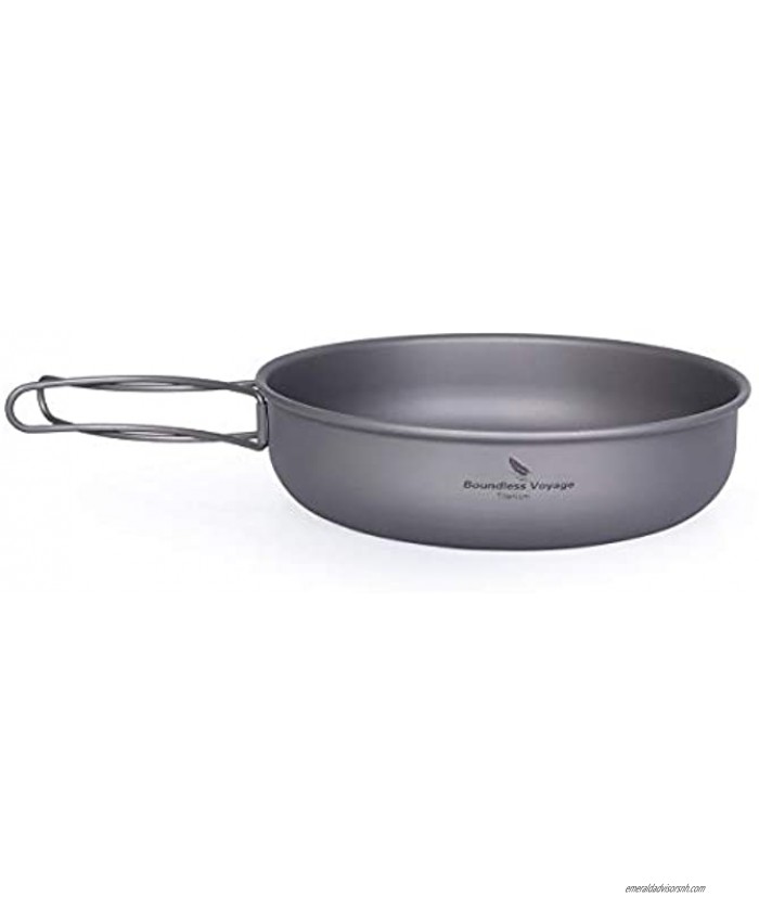 Boundless Voyage Titanium Frying Pan with Folding Handle Ultra-Light for Camping Picnic Skillet Griddle Tableware Cookware