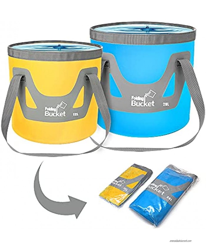 IFWELL Collapsible Bucket with Handle 5 Gallon Portable Folding Bucket Upgraded Ultra Lightweight Outdoor Basin Pail for Fishing Camping Hiking Car Washing and More