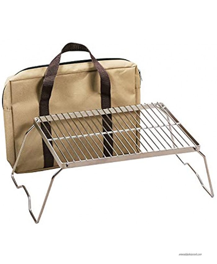 REDCAMP Folding Campfire Grill 304 Stainless Steel Grate Heavy Duty Portable Camping Grill with Legs Carrying Bag Medium Large