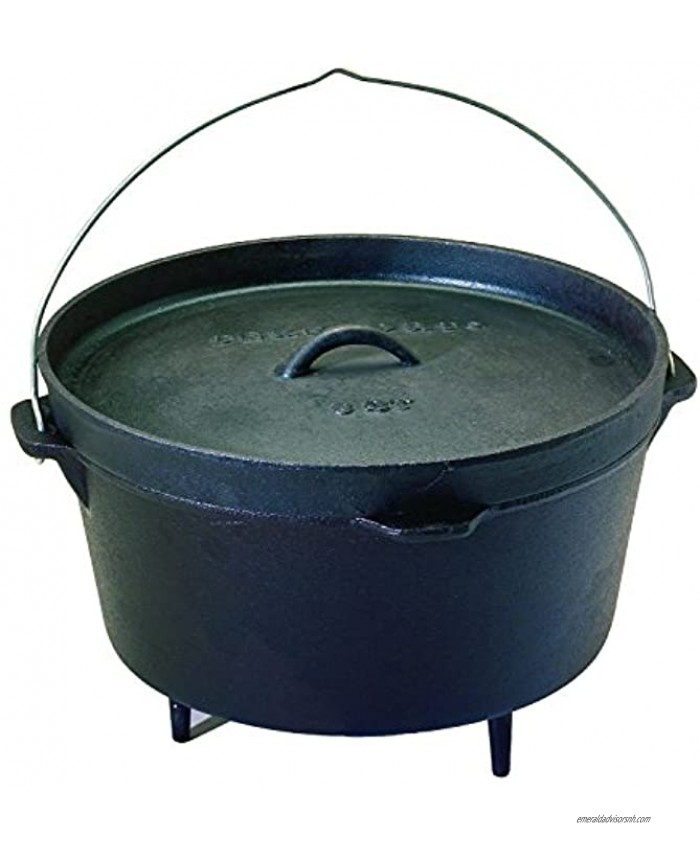 Texsport Cast Iron Dutch Oven with Legs Lid Dual Handles and Easy Lift Wire Handle 8 Quart