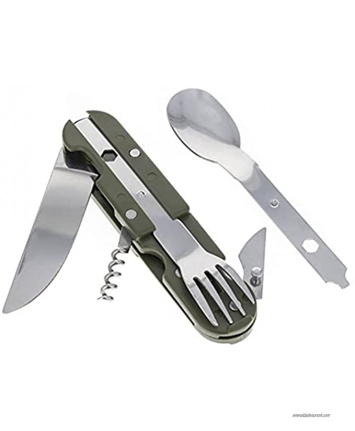 ASR Outdoor 6 in 1 Camping Utensil Camp Kitchen Multi-Tool with Carrying Case and Bottle Opener