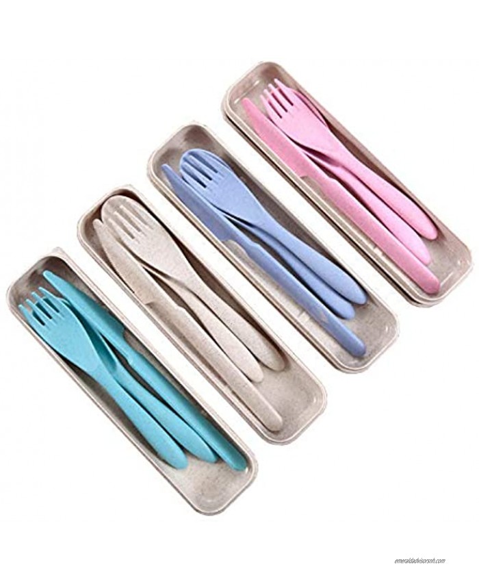 “N A” Lazylifeshop 3PCS Portable Cutlery Boreal Europe Style Healthy Eco-Friendly Wheat Straw Spoon Knife Fork Tableware Set for Travel Picnic Camping or Just for Daily Use
