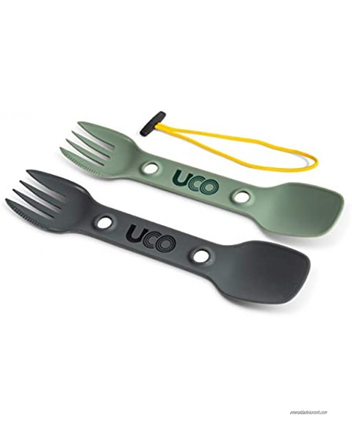 UCO Utility Spork 3-in-1 Combo Spoon-Fork-Knife Utensil 2-Pack Gold Sky Blue