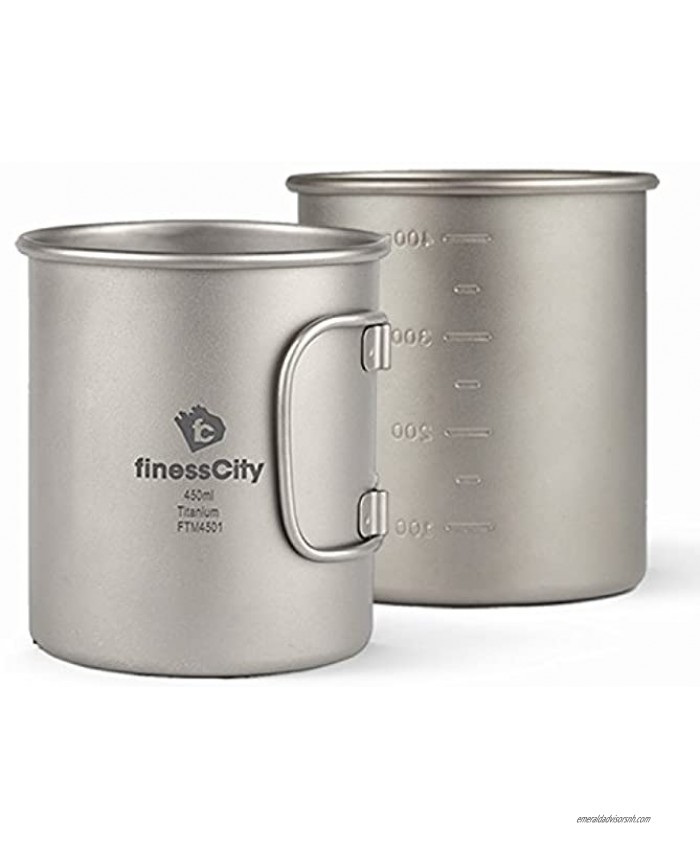Camp Mug 450ml  600ml With & Without Lid Strong Lightweight Camping Mug Pot with Measurement Marks Folding Titanium Cup for Backpacking  Hiking  Camping in Cloth Case Mug Without Lid 450ml