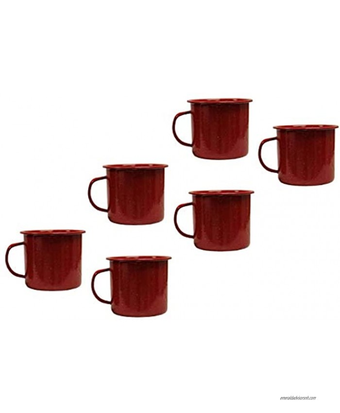 Campfire Mugs Set of 6 Lightweight Tin Metal Red Color