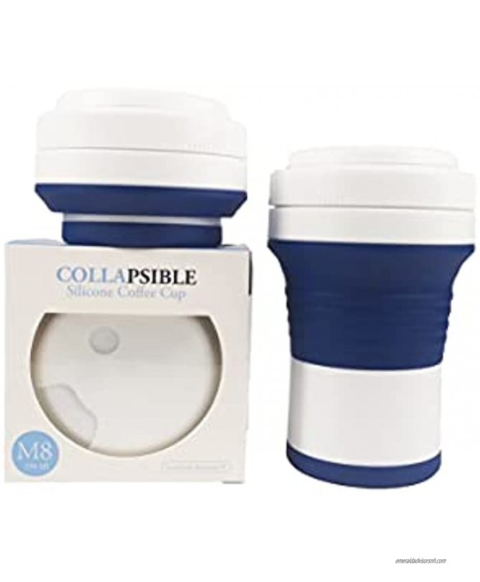 Collapsible Cup Portable Silicone Folding Mug Straw Brush and Rotatable Lids Included For Coffee Travel And Beverage Retractable Lightweight Mug 18 OZ [550 ML]