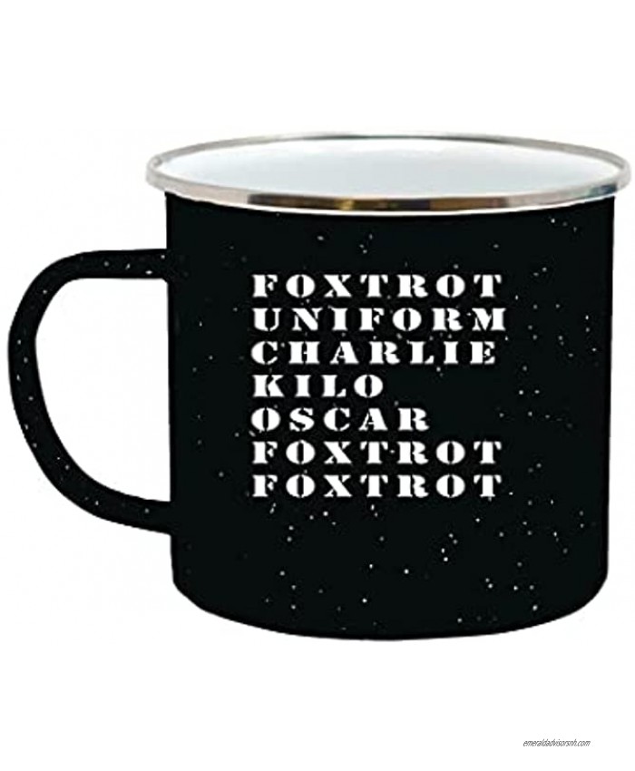 Foxtrot OFF Camp Mug Enamel Camping Coffee Cup Gift For Military Veteran or Active Duty