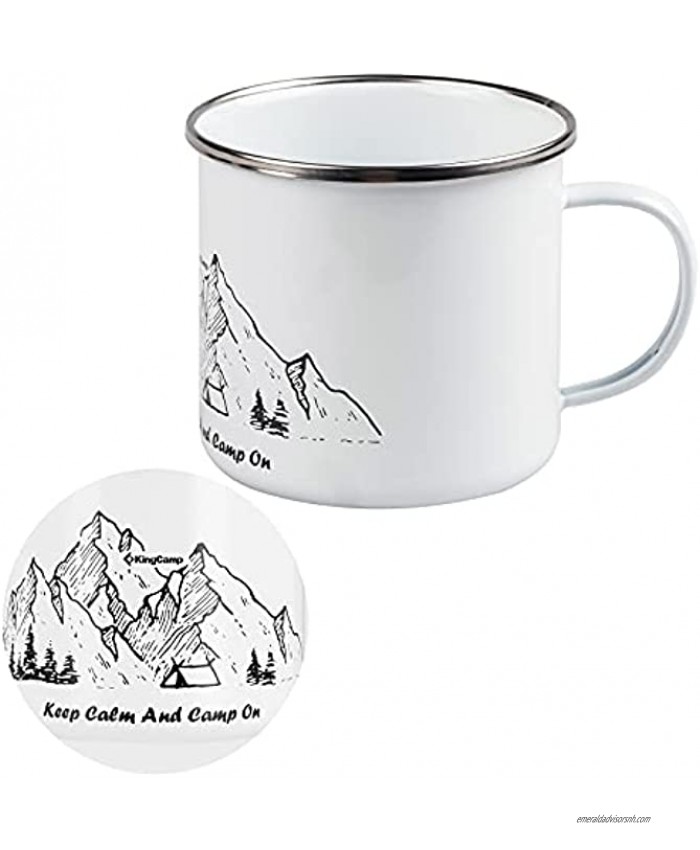 KingCamp Enamel Camping Mug Outdoor Camping Coffee mugs Portable Enamel Cup with Handle 15 fl oz for Hiking Travel Fishing Picnics Hunting