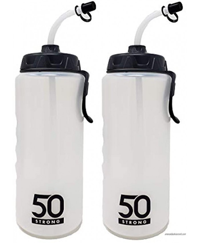 1 Liter Sports Water Bottle W  Straw Easy Squeeze + Built In Finger Grip & Carry Loop BPA Free Plastic Use W  Sport Helmet In Football & Hockey Single & Multi-pack 2-Pack