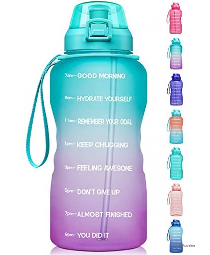 Fidus Large 1 Gallon 128oz Motivational Water Bottle with Time Marker & Straw,Leakproof Tritan BPA Free Water Jug,Ensure You Drink Enough Water Daily for Fitness,Gym and Outdoor Sports