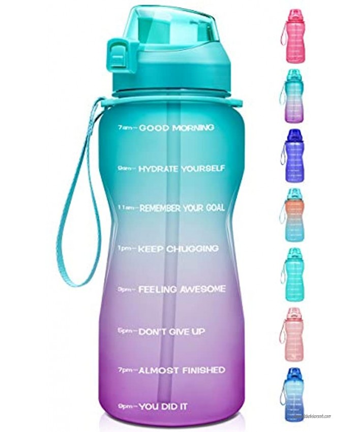 Fidus Large Half Gallon 64oz Motivational Water Bottle with Time Marker & Straw,Leakproof Tritan BPA Free Water Jug,Ensure You Drink Enough Water Daily for Fitness,Gym and Outdoor Sports