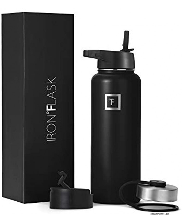 Iron Flask Sports Water Bottle 40 Oz 3 Lids Straw Lid,Vacuum Insulated Stainless Steel Modern Double Walled Simple Thermo Mug Hydro Metal Canteen