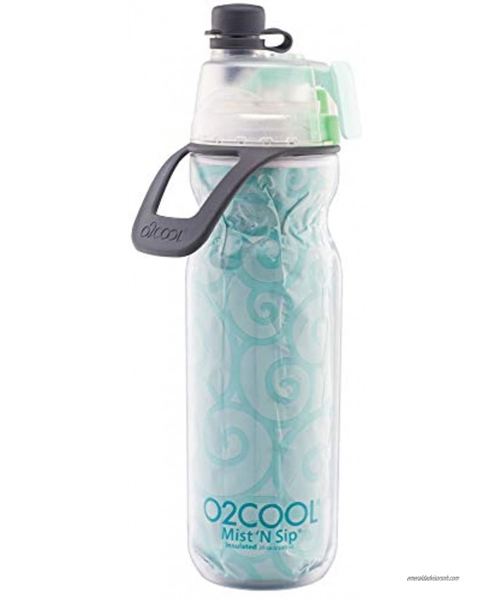 O2COOL Insulated Water Bottle Mist 'N Sip Yoga Series 20 oz Yoga Mint 20 Ounce