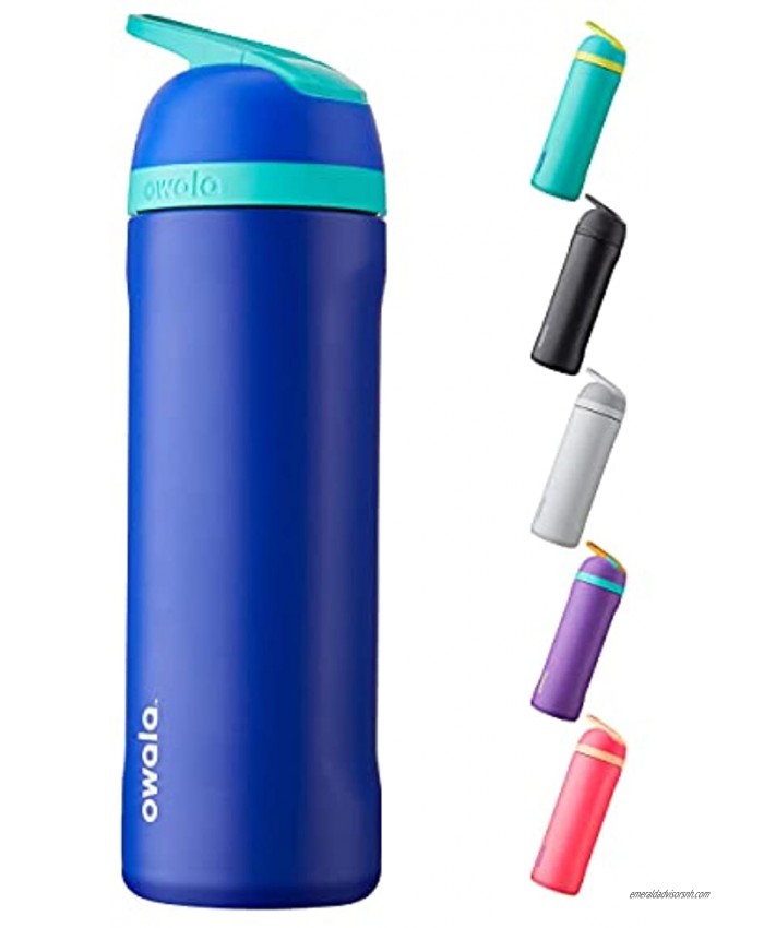 Owala Flip Insulated Stainless Steel Water Bottle with Straw for Sports and Travel BPA-Free 24-Ounce Smooshed Blueberry