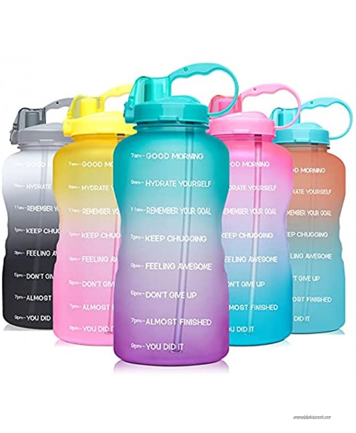 Venture Pal Large 1 Gallon 128 OZ When Full Motivational BPA Free Leakproof Water Bottle with Straw & Time Marker Perfect for Fitness Gym Camping Outdoor Sports