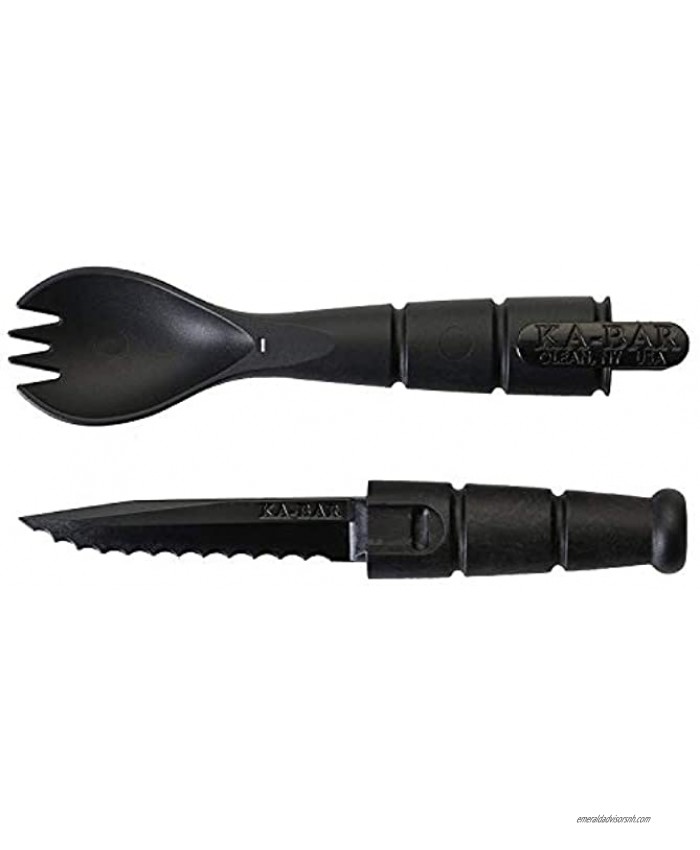 Ka-Bar Tactical Military Sporks Spoon Fork Knife Combo Set Camping Hiking Hunting Backpacking Outdoor Survival Multi tool Utensil Accessory 2 Pack