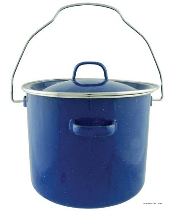 Camp Pot Enamel Pot with Metal Bail Handle 4 Quart Blue
