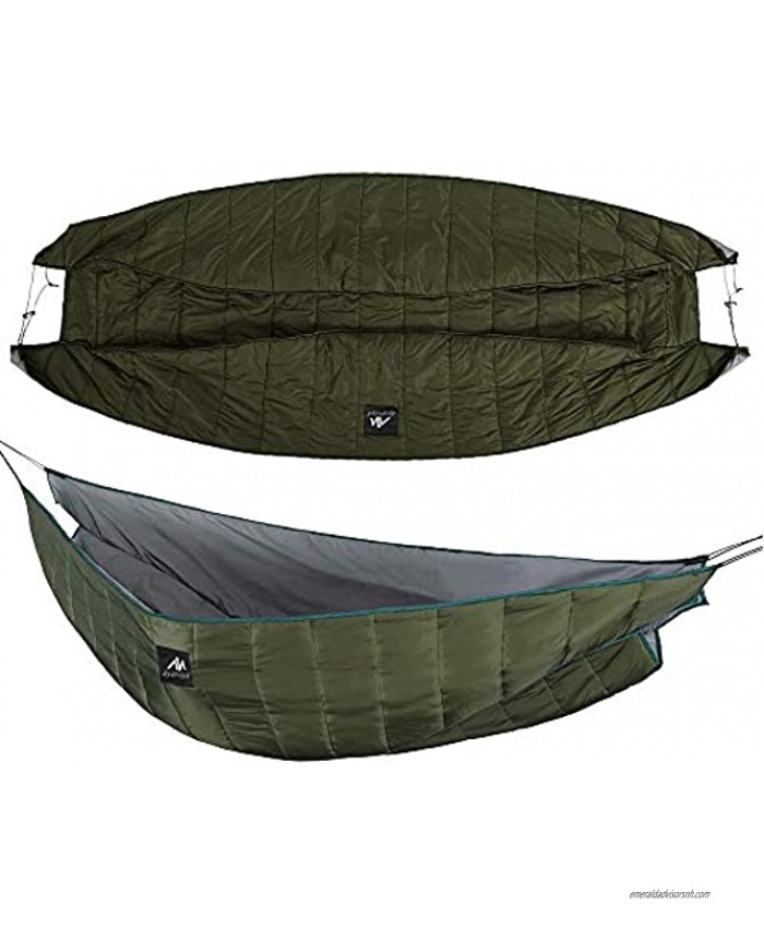 AYAMAYA Single & Double Hammock Underquilt Full Length Big Size Under Quilts for Hammocks 4 Season Camping Backpacking Essential Winter Cold Weather Warm UQ Blanket Bottom Insulation