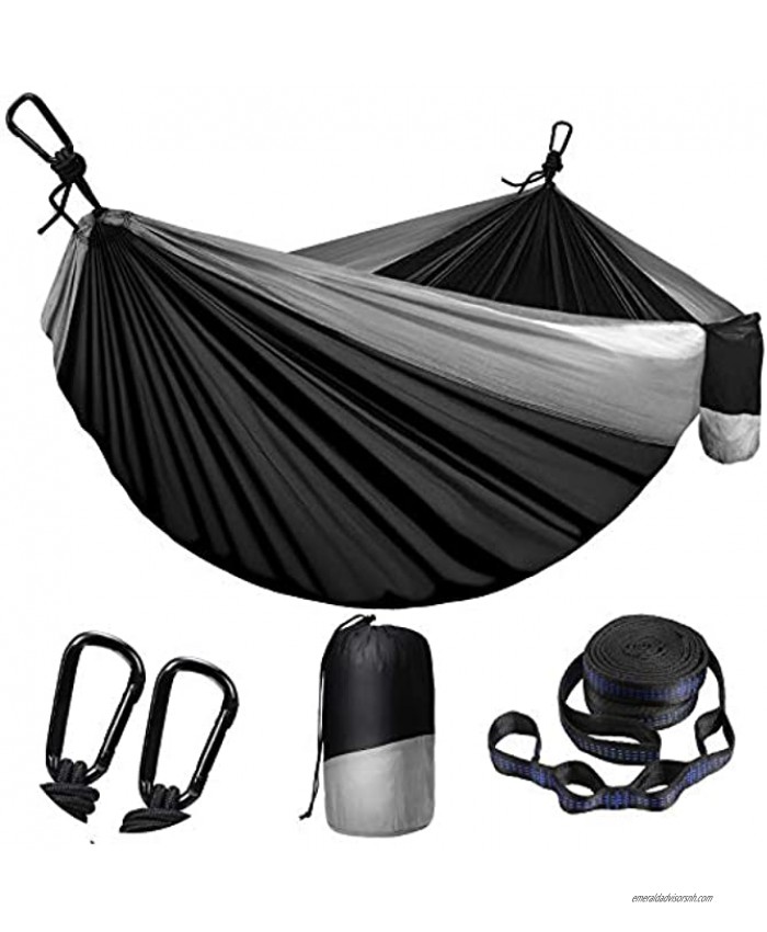 Camping Hammock for Outdoors Travel Backpacking,Camping Gear-Double Hammock with Tree Straps18+1 Loops & Carabiners Nylon Portable Hammock 2 Person Hammock for Tree & Hiking Gear-660lbs