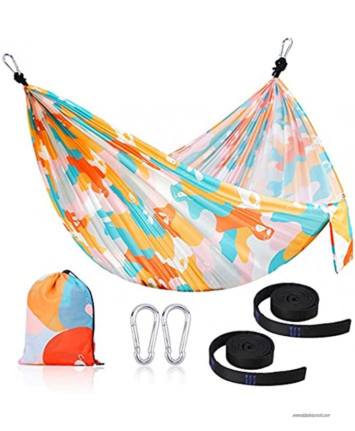 Camping Hammock,Kids Portable Hammock Polyester with 2 Tree Straps,Ultra-Lightweight Suitable for Outdoor,Indoor,Camping,Hiking,Backpacking,Beach