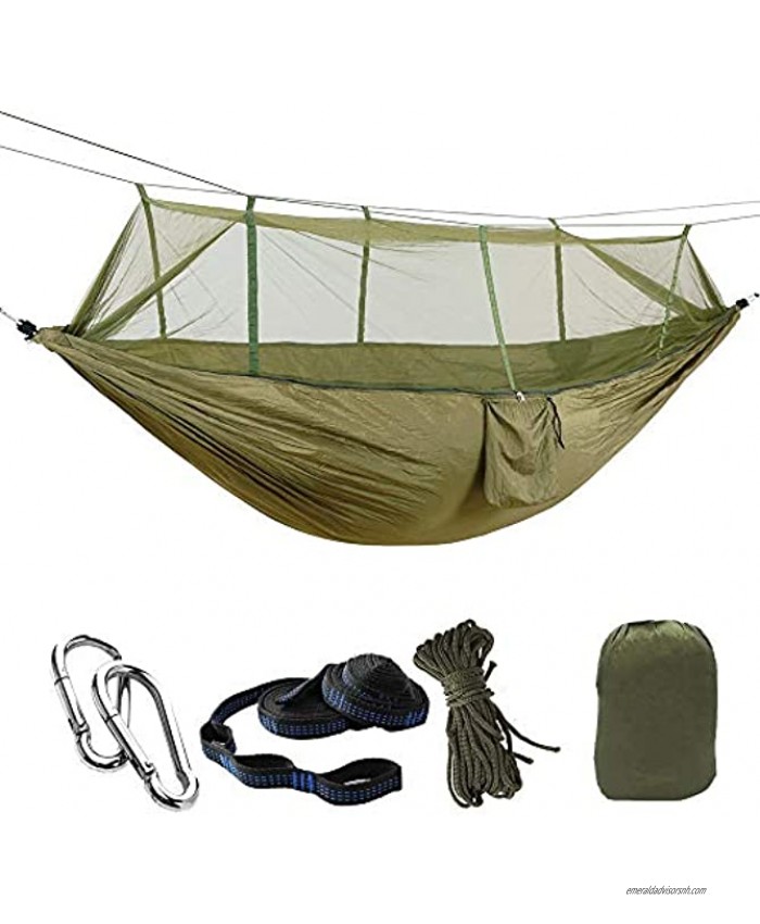 Camping Hammocks with Mosquito Bug Net Single &Double Hammock Lightweight Portable Parachute Nylon 1 2 Person Hammock for Camping Backpacking Survival Travel & More