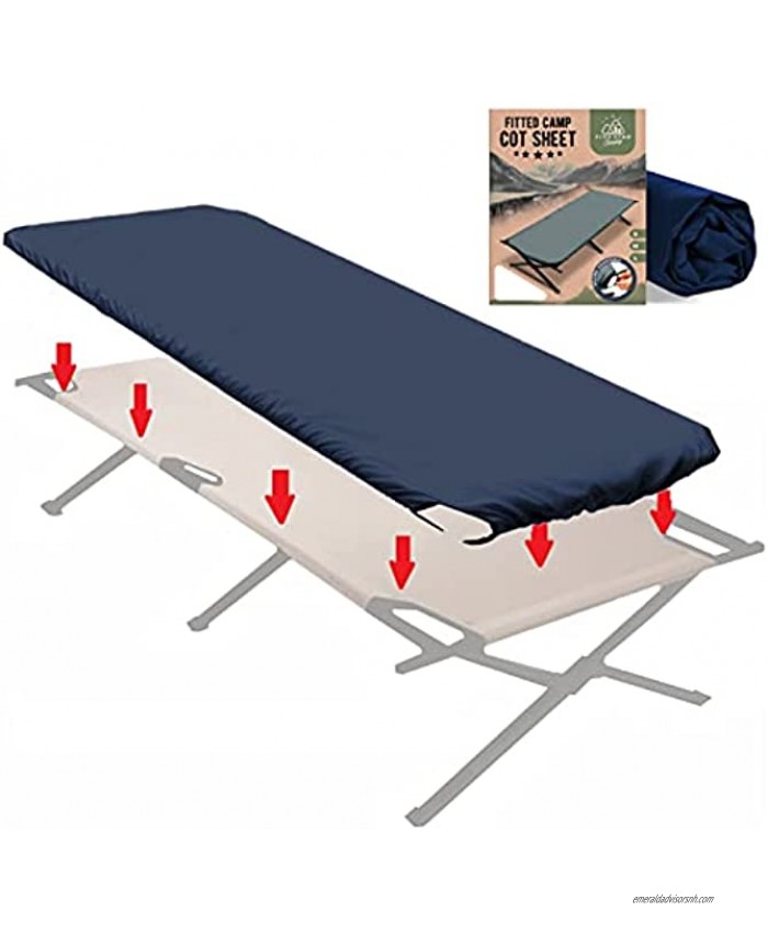 Fitted Camping Cot Sheet for Adult Sleeping Cots. Camping Bedding That fits Most Army cots Military cots Travel cots and Folding Cots Keeps Your Sleeping Pad Secure!