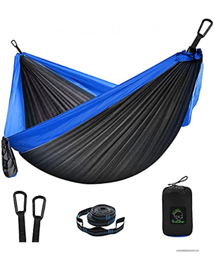 Grassman Camping Hammock Double & Single Portable Hammock with Tree Straps Lightweight Nylon Parachute Hammocks Camping Accessories Gear for Indoor Outdoor Backpacking Travel Hiking Beach