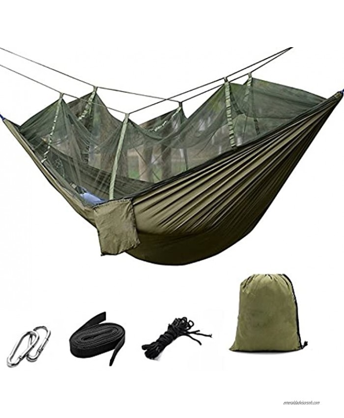 Portable Foldable Double Camping Hammock Mosquito Net Tree Hammocks Tent Travel Hanging Bed,Premium Quality Lightweight 210T Nylon,Capacity up to 441 lbs,with Strong Tree Straps,Hooks,Storage Bag