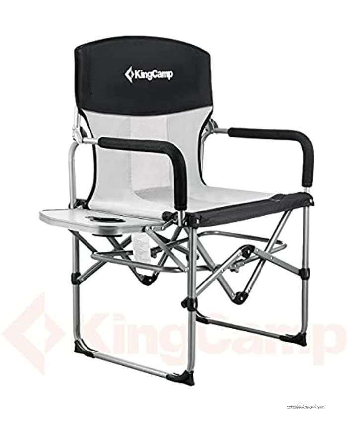 KingCamp Folding Chair for Camping Lightweight Directors Chair for Adults Makeup Artist Chair with Side Table Cup Holder Supports 300LBS for Outdoor Camp Patio Lawn Garden Beach Trip