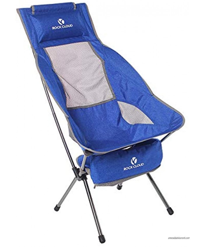 ROCK CLOUD Portable Camping Chair Ultralight High Back Folding Chairs Outdoor for Camp Hiking Backpacking Lawn Beach Sports Blue
