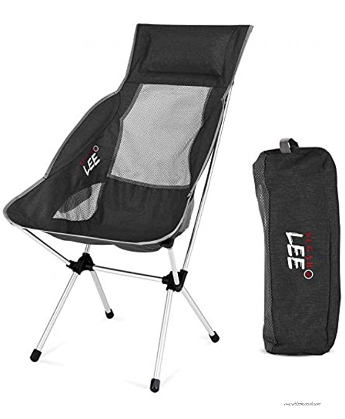 SUGARLEE Camping Folding Portable Chairs with Heavy Duty Lightweight High Back for OutsideBlack