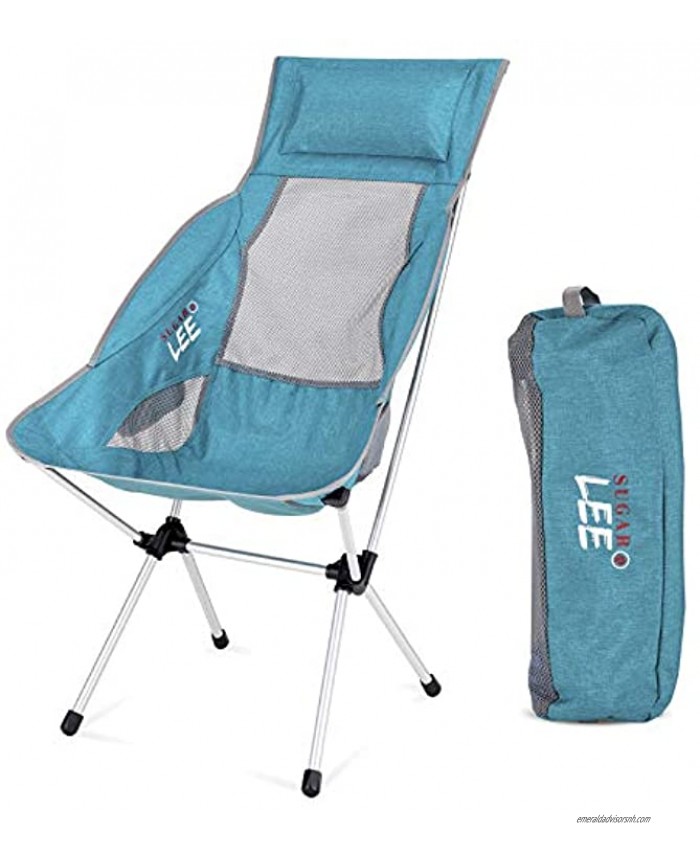 SUGARLEE Camping Folding Portable Chairs with Heavy Duty Lightweight High Back for Outside Green
