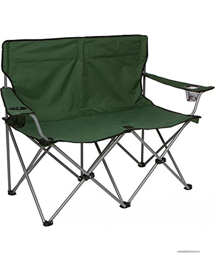 Trademark Innovations Loveseat Style Double Camp Chair with Steel Frame 31.5 Army Green