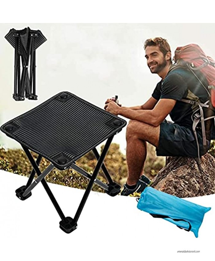 Mini Portable Folding Stool Chair Outdoor Camping Stool for Camping Hiking Fishing Beach Park with Carry Bag Black