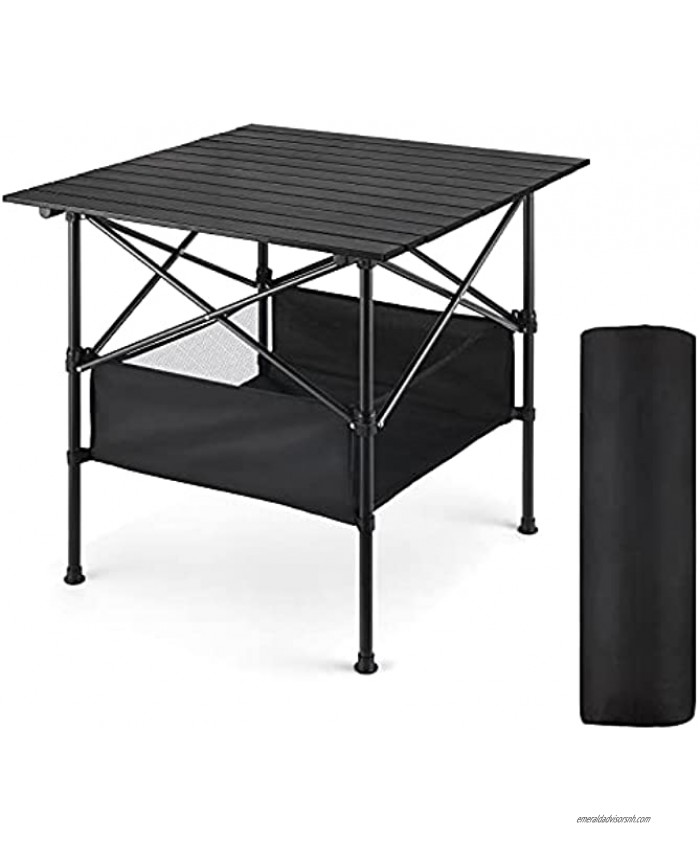 BTY Camping Table Portable Camping Tables That Fold Up Lightweight Foldable Aluminum with Storage and Carrying Bag for Backyard BBQ Party Patio Picnic