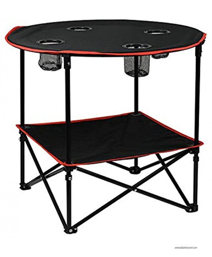 Camping Table Portable Folding Camping Side Table for Outdoor Picnic Beach Games Camp & Patio Tables Folding with 4 Cup Holders & Carry Case for Travel & Storage Premium 600D Canvas& Steel Frame