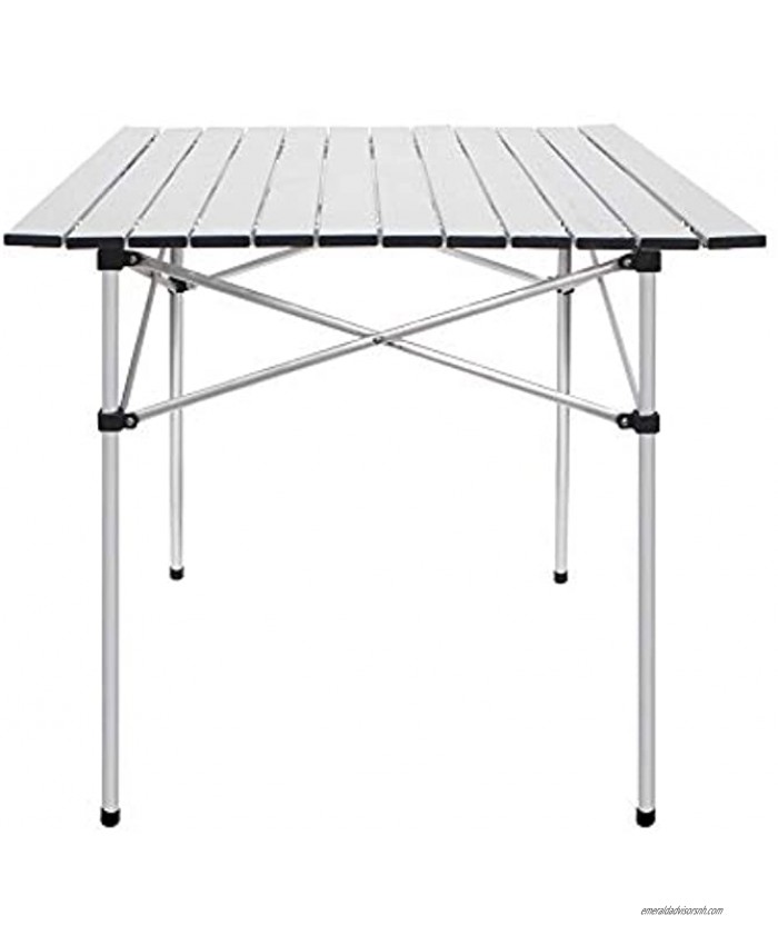 Deanurs Folding Tables Camping Roll Up Aluminum Portable Square Table for Outdoor Hiking Picnic,28 x 28 w Carry Bag,Silver
