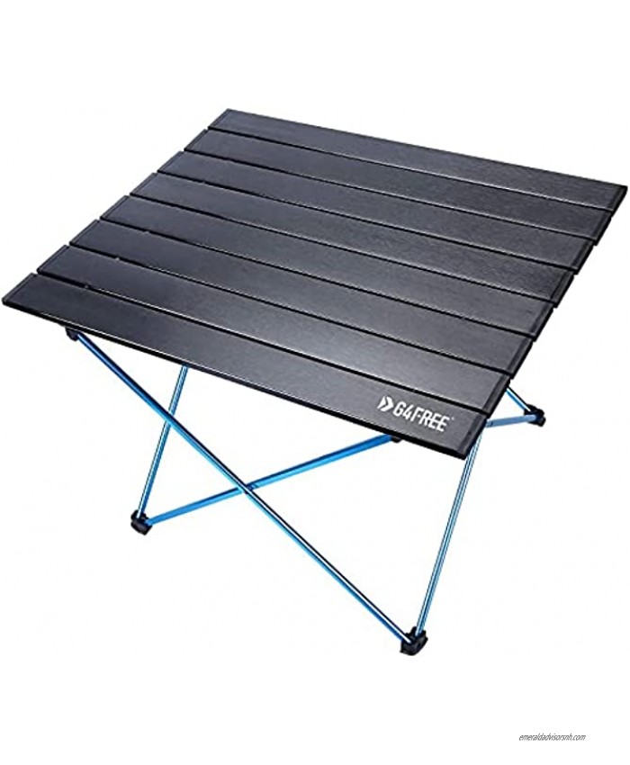 G4Free Portable Camping Table with Aluminum Table Top and Carrying Bag Folding Ultralight Camp Table in a Bag for Picnic Camp Beach Boat Cooking BBQ Home Use Easy to Clean