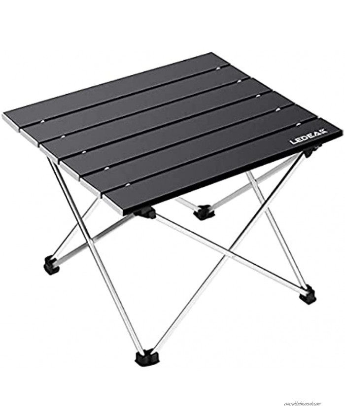 Ledeak Portable Camping Table Small Ultralight Folding Table with Aluminum Table Top and Carry Bag Easy to Carry Perfect for Outdoor Picnic BBQ Cooking Festival Beach Home Use
