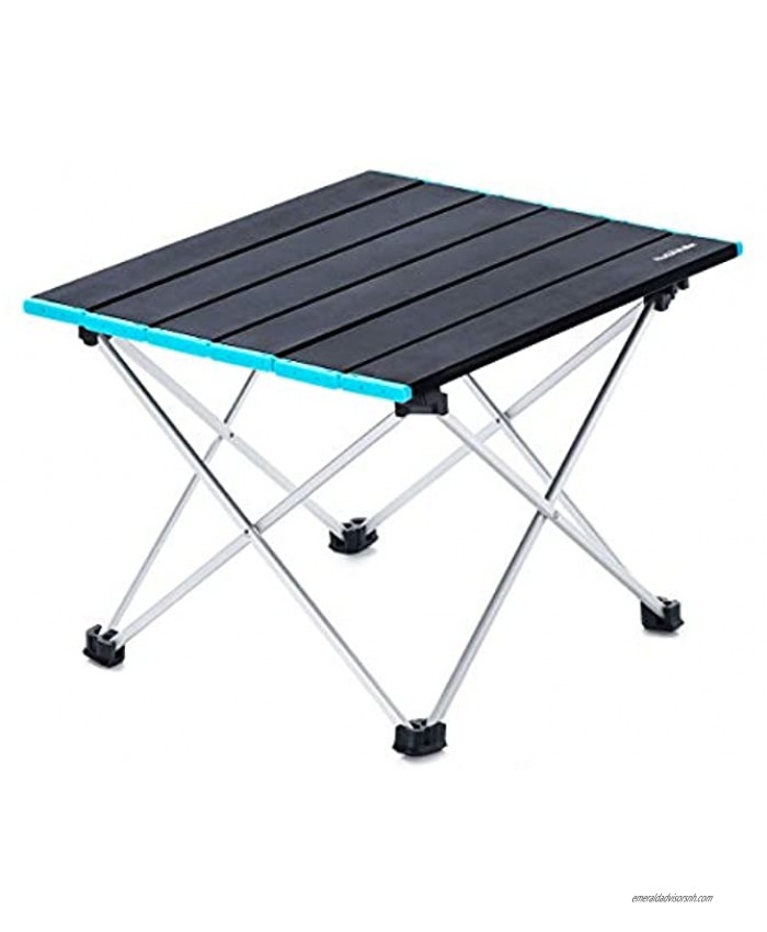 Naturehike Portable Camping Side Tables with Aluminum Table Top: Hard-Topped Folding Table in a Bag for Picnic Camp Beach Boat Useful for Dining & Cooking with Burner Easy to Clean Black