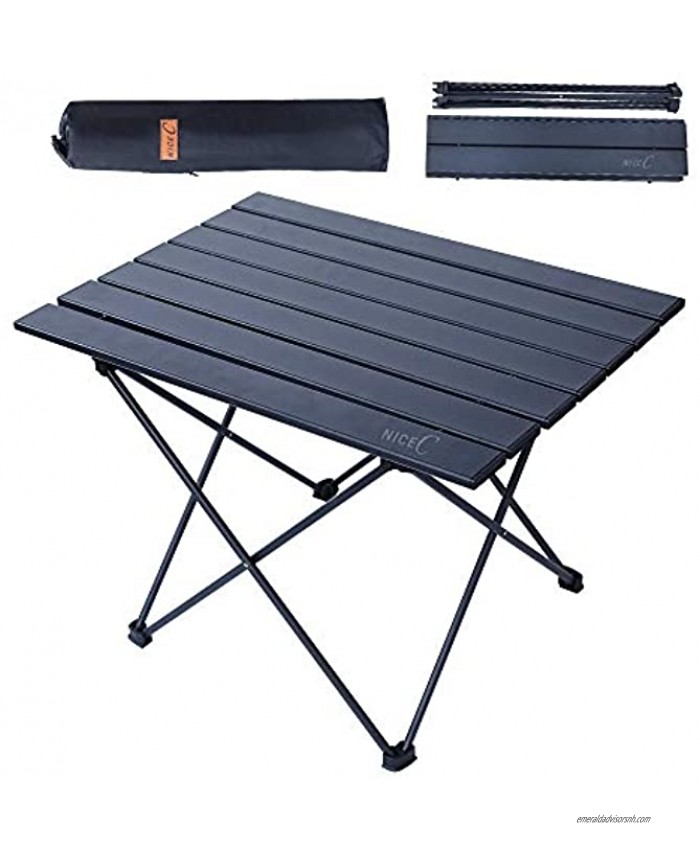 Nice C Folding Table Portable Camping Table Aluminum Collapsible Table top Ultralight Compact with Carry Bag for Outdoor Beach BBQ Picnic Cooking Festival Indoor Office Small
