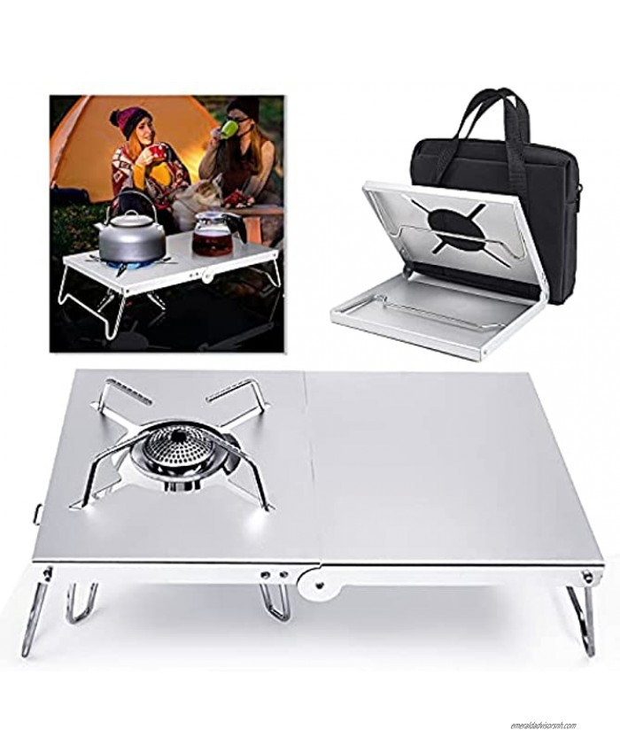 TOBWOLF Portable Windproof Camping Stove Table Outdoor Aluminum Alloy Folding Holder Table with Storage Bag Lightweight Stove Stand for Outdoor Camping Hiking Fishing Backpacking Beach Picnic