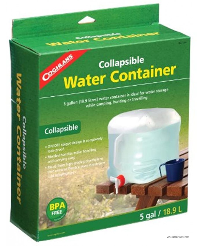 Coghlan's Collapsible Water Container 5-Gallon Clear White 11 x 11 x 12