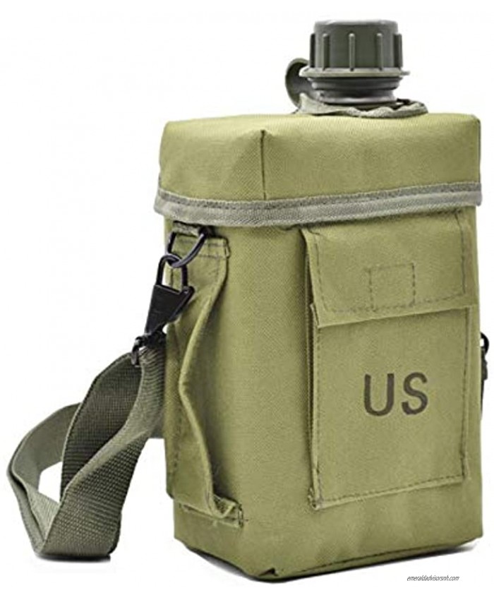 JFFCESTORE Military Canteen Squared Insulated Camouflage Bag Carrier Cover Canteen 2Quart Capacity Water Bottle Pouch for Hiking Camping
